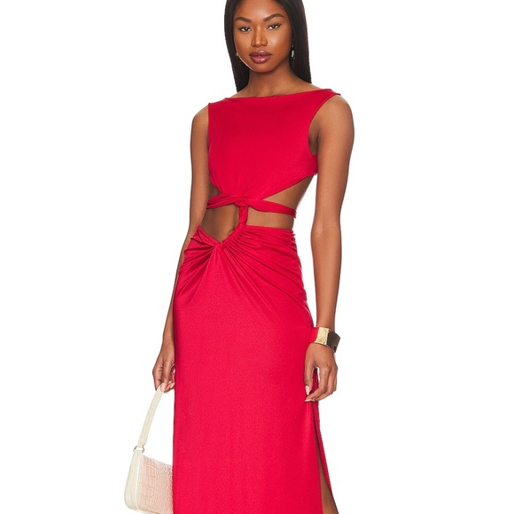 Baobab Ada Dress red maxi dress cut out - Picture 3 of 12